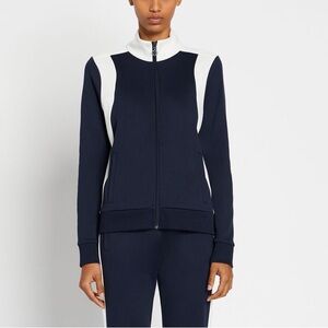 Tory Burch Sport Navy Blue White Colorblock Zipup Track Jacket
